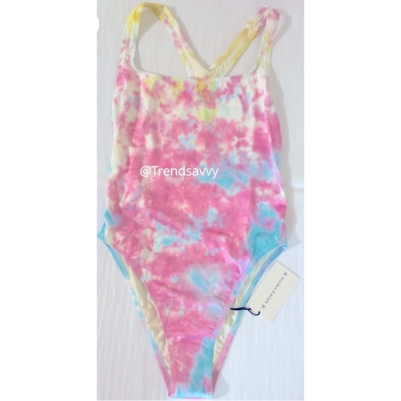 Anthropologie Pink and Blue Tie-Dye One Piece Swimsuit - Picture 5 of 9